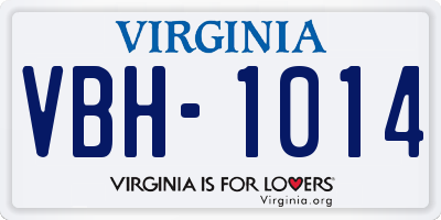 VA license plate VBH1014