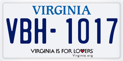 VA license plate VBH1017