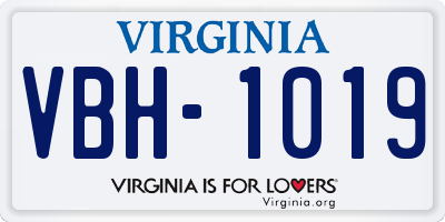 VA license plate VBH1019
