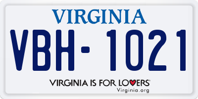 VA license plate VBH1021