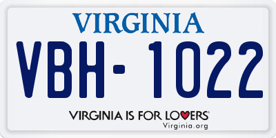 VA license plate VBH1022