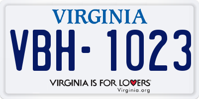VA license plate VBH1023