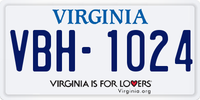 VA license plate VBH1024