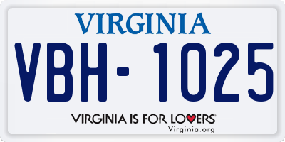 VA license plate VBH1025