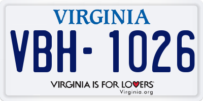 VA license plate VBH1026