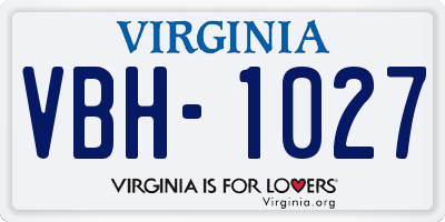 VA license plate VBH1027