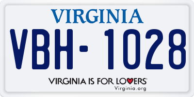 VA license plate VBH1028