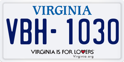 VA license plate VBH1030