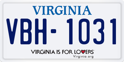 VA license plate VBH1031