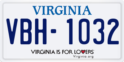 VA license plate VBH1032