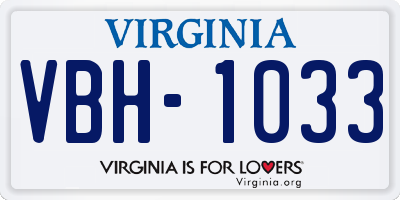 VA license plate VBH1033