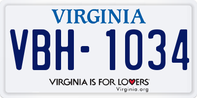 VA license plate VBH1034