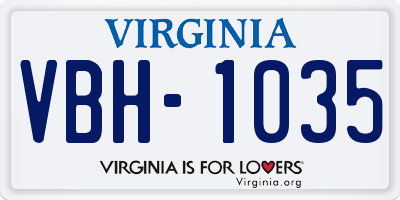 VA license plate VBH1035