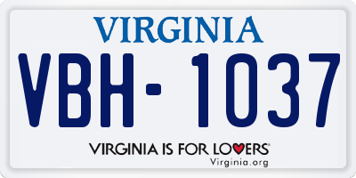 VA license plate VBH1037