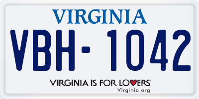 VA license plate VBH1042