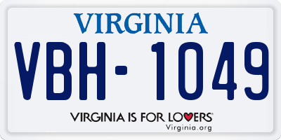 VA license plate VBH1049