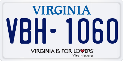 VA license plate VBH1060
