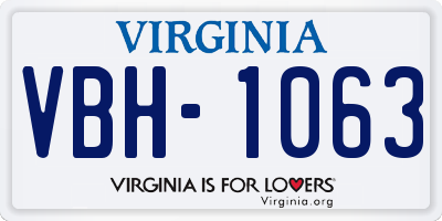VA license plate VBH1063