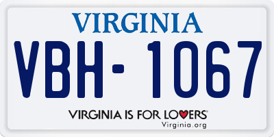 VA license plate VBH1067