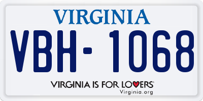 VA license plate VBH1068