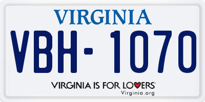 VA license plate VBH1070