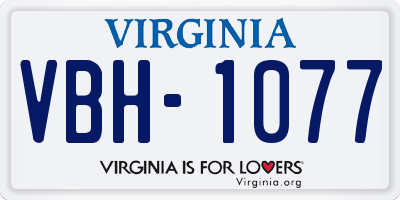 VA license plate VBH1077