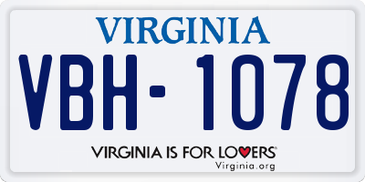 VA license plate VBH1078
