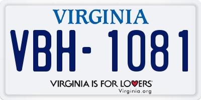 VA license plate VBH1081