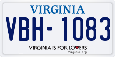 VA license plate VBH1083