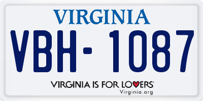 VA license plate VBH1087