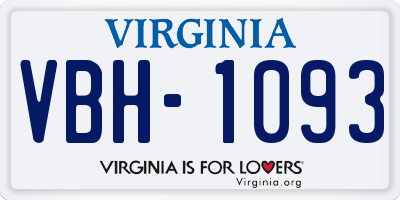 VA license plate VBH1093