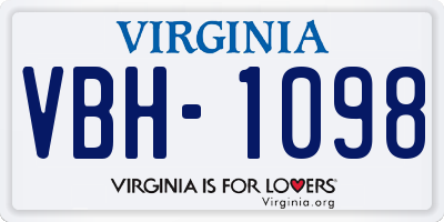 VA license plate VBH1098