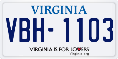 VA license plate VBH1103