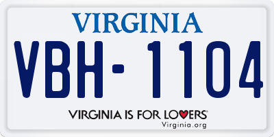 VA license plate VBH1104