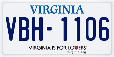 VA license plate VBH1106