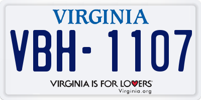 VA license plate VBH1107