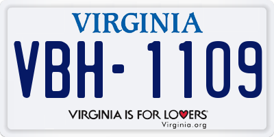VA license plate VBH1109