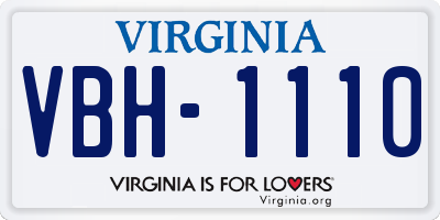 VA license plate VBH1110