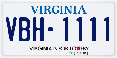 VA license plate VBH1111