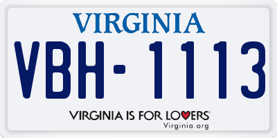VA license plate VBH1113