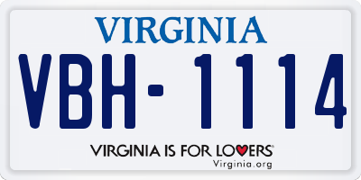 VA license plate VBH1114