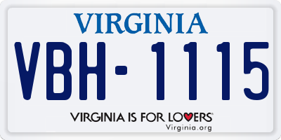 VA license plate VBH1115