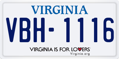 VA license plate VBH1116