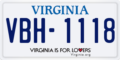 VA license plate VBH1118