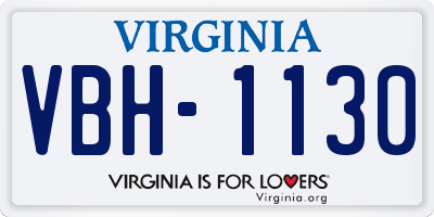 VA license plate VBH1130
