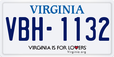 VA license plate VBH1132