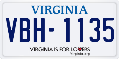 VA license plate VBH1135