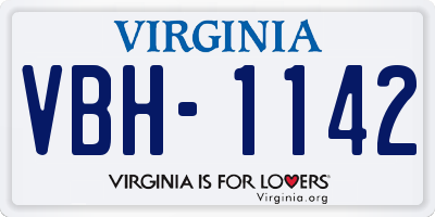 VA license plate VBH1142