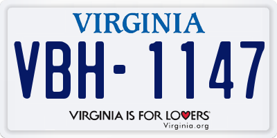 VA license plate VBH1147