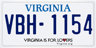 VA license plate VBH1154